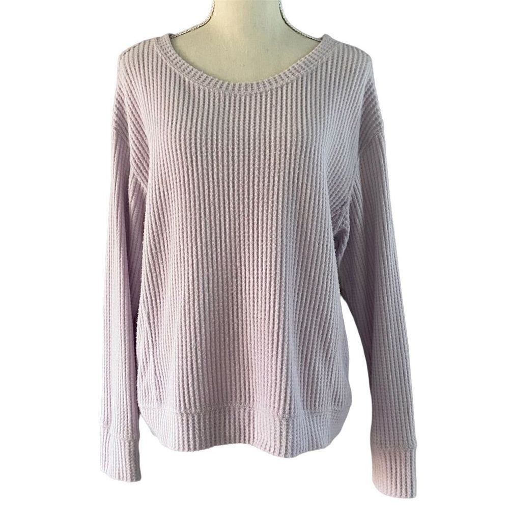 For the Republic Pastel Purple Waffle Knit Slouchy Top M